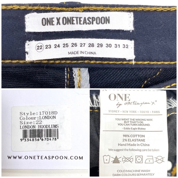 One Teaspoon London Hoodlums Skinny Jeans Indigo New with Tags - Picture 7 of 9